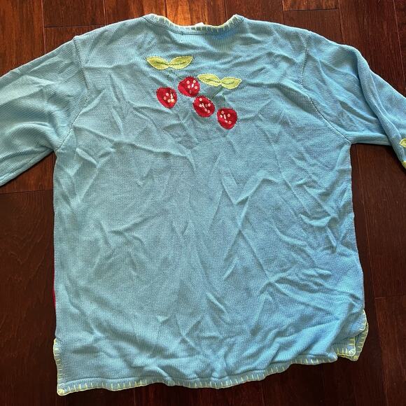 NEW The Quacker Factory Women’s Sweater Sz 1X Cherries 🍒 & Appliqués New w Tags - Picture 8 of 9